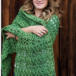 Chunky Lace Shawl Crochet Pattern: Easy Rectangle Wrap (Digital Download)