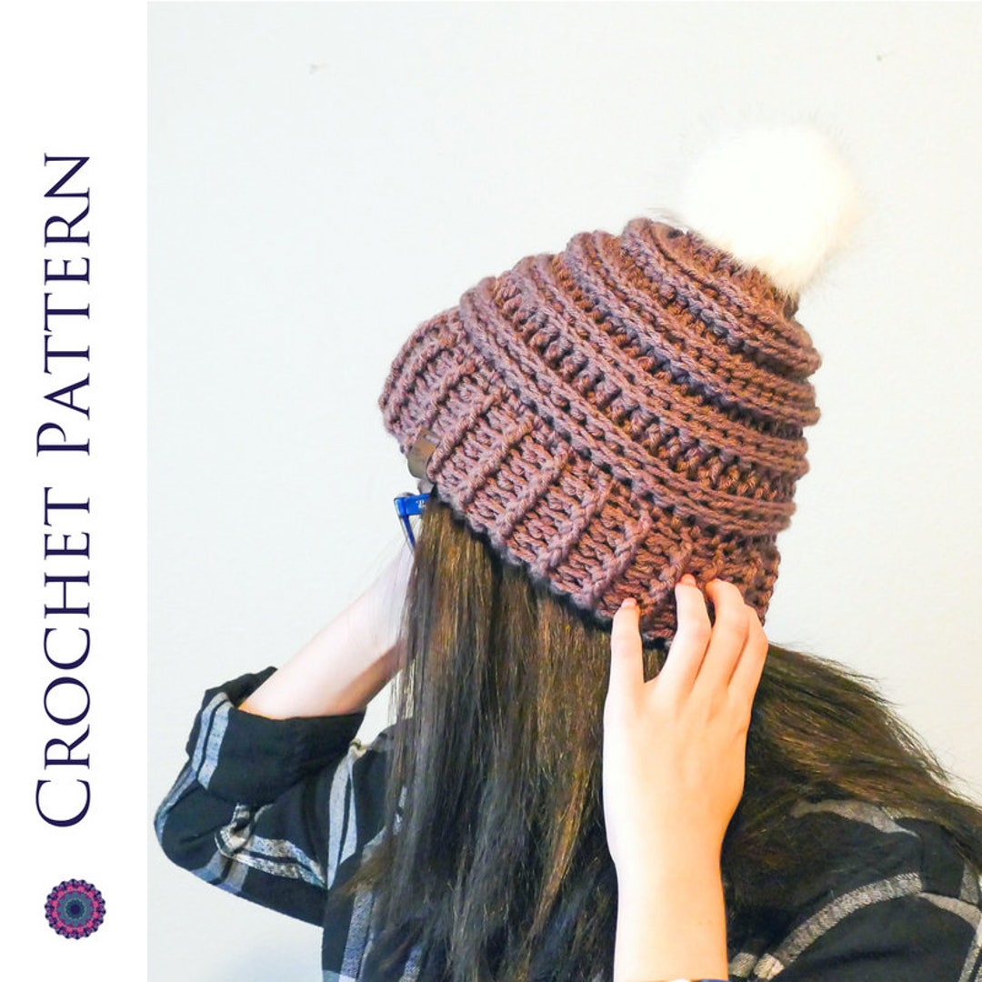 Ribbed Double Brim Beanie CROCHET PATTERN - Women's Winter Hat (PDF ...