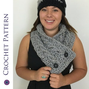 Button Scarf CROCHET PATTERN - Neck Warmer - Crochet Cowl Pattern - Button Scarf Pattern - Buttoned Cowl - Quick Crochet