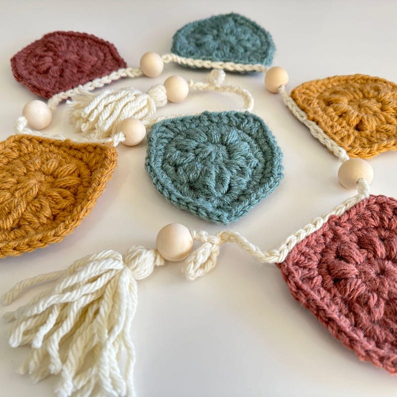 Fall Crochet Garland Pattern | Golden Harvest Pennant Motif | Crochet Pattern with Stitch Chart image 5
