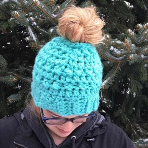 Viral Crochet Bun Hat Pattern: Ponytail Beanie (PDF Pattern)