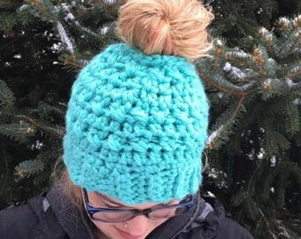Viral Crochet Bun Hat Pattern: Ponytail Beanie (PDF Pattern)