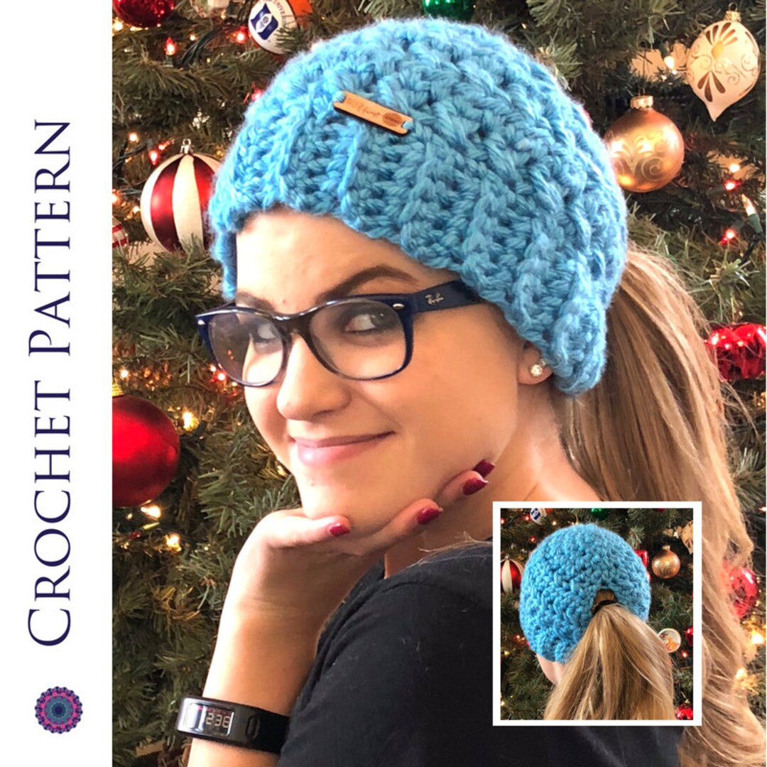 Low Pony Bun Hat CROCHET PATTERN Pattern for Crochet Low Ponytail Hat