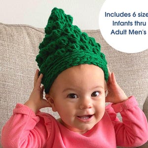 Christmas Tree Beanie Crochet Pattern: Bobble Hat, Infant to Men (PDF Pattern)