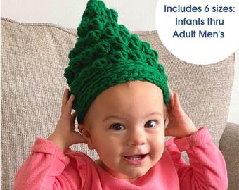 Christmas Tree Beanie Crochet Pattern: Bobble Hat, Infant to Men (PDF Pattern)