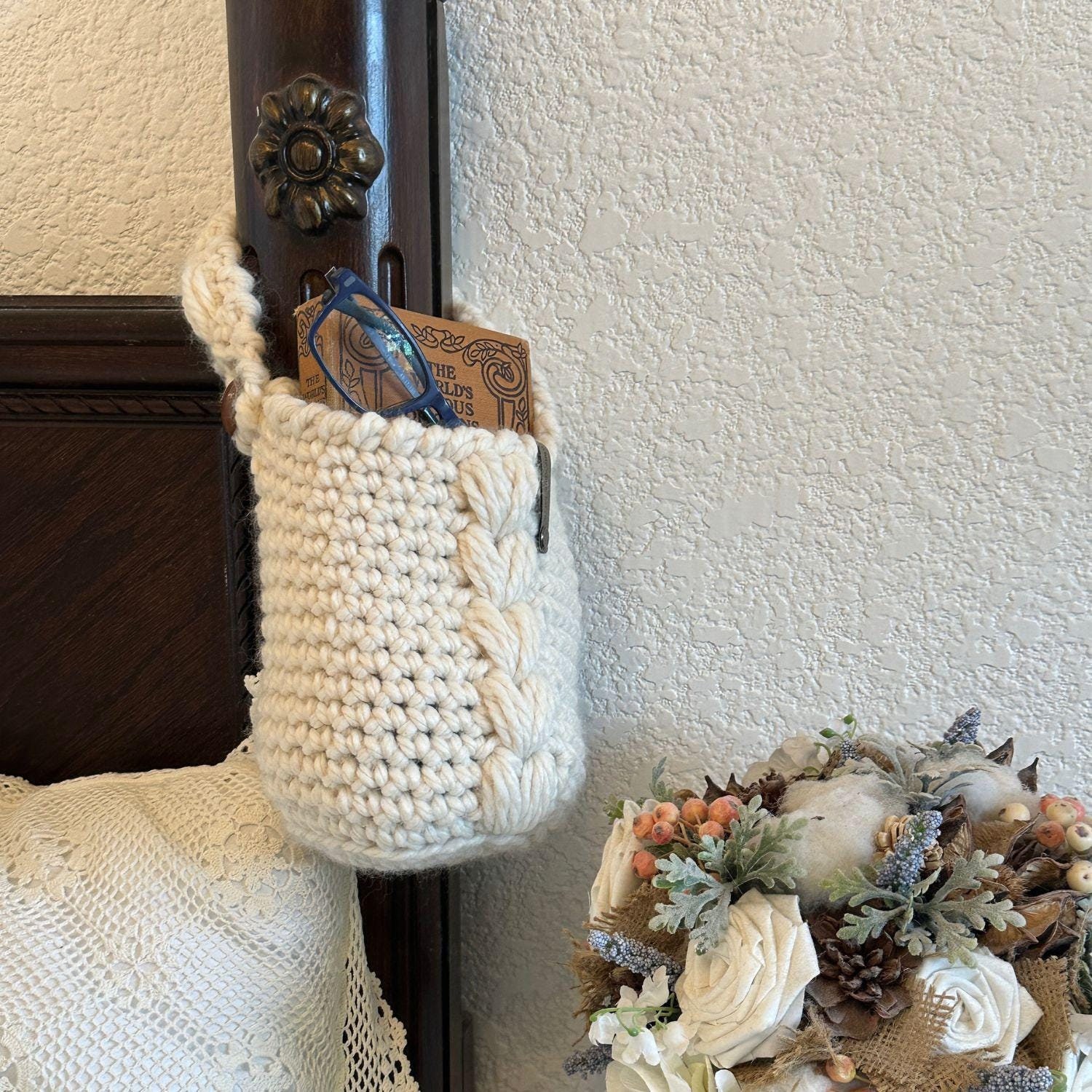 Buttoned Hanging Basket Crochet Pattern: Easy Home