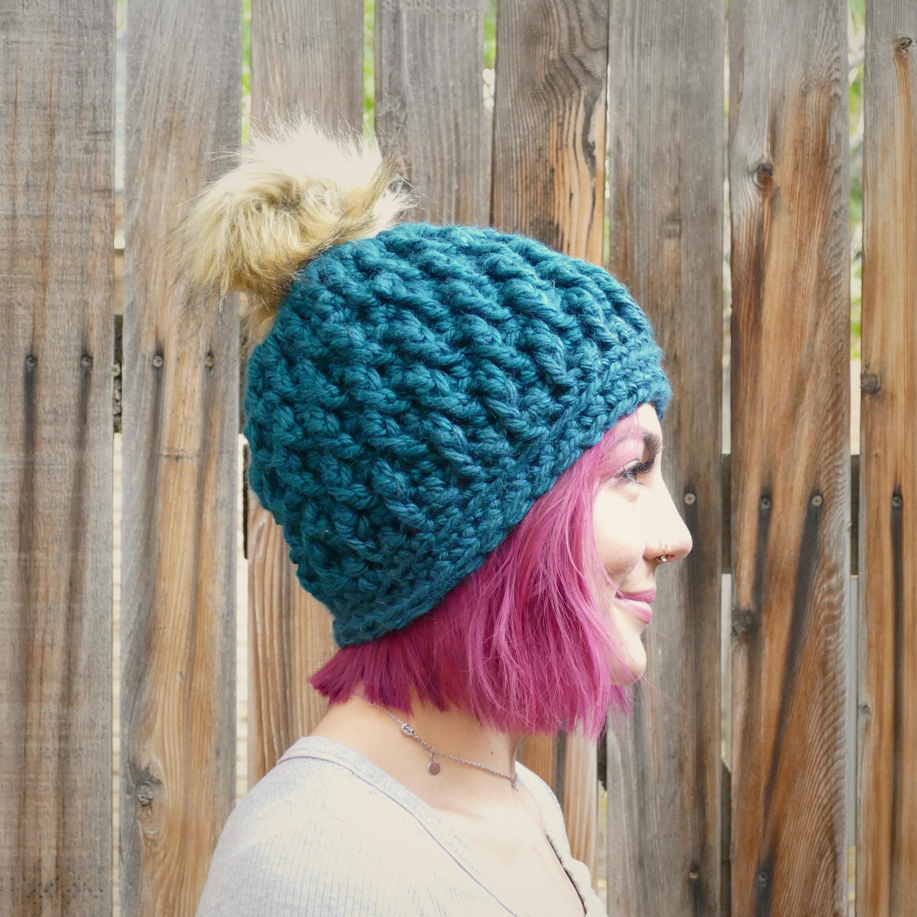 Alpine Stitch Beanie Crochet Pattern | Super Bulky Winter Hat (PDF