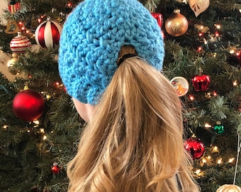 Crochet Low Ponytail Hat Pattern: Easy Bun Beanie (PDF Pattern)