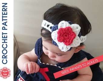 Stars and Stripes Crochet Headband Pattern: Infant to Adult (PDF Pattern)