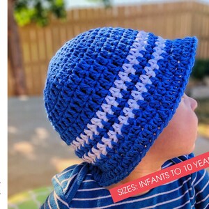 Children's Bucket Hat CROCHET PATTERN Beach Hat for Kids Toddler Bucket Beanie Crochet Bucket Hat with Brim image 4