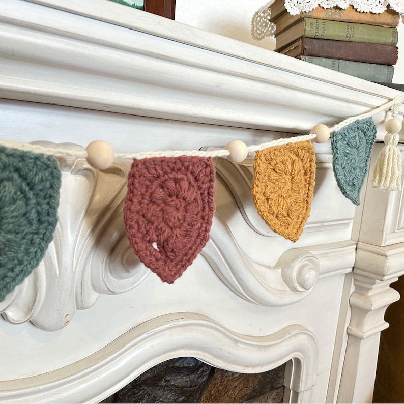 Fall Crochet Garland Pattern | Golden Harvest Pennant Motif | Crochet Pattern with Stitch Chart image 1