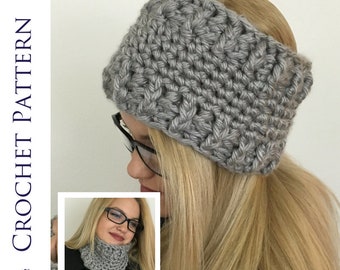 Ear Warmer CROCHET PATTERN - Pattern for Ear Warmers - Neck Warmer Crochet Pattern - Pattern for Neck Warmer