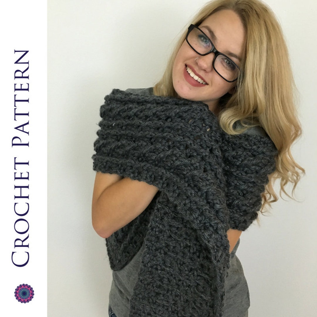 CROCHET PATTERN for Oversized Cable Scarf - Oversized Scarf Crochet ...