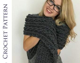 CROCHET PATTERN for Oversized Cable Scarf - Oversized Scarf Crochet Pattern - Cable Scarf Crochet Pattern