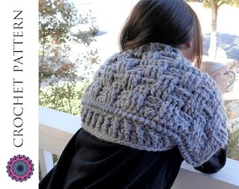 CROCHET PATTERN Basketweave Bolero - Super Chunky Shrug