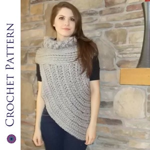 Cross Body Cowl CROCHET PATTERN - Archer Cowl - Huntress Vest Crochet Pattern - Asymmetrical Cowl  - Women's and Plus Sizes