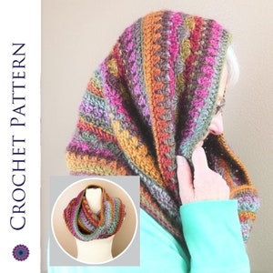 Self-striping Hooded Cowl CROCHET PATTERN