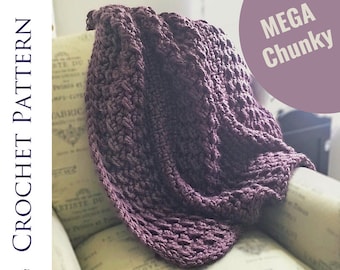Chunky Blanket CROCHET PATTERN - Crochet Chunky Blanket Pattern - Beginner Crochet Throw - Easy Crochet Afghan - Lapghan Pattern