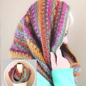 Self-striping Hooded Cowl CROCHET PATTERN