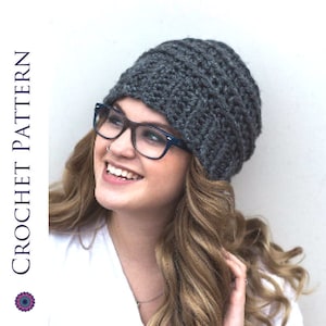 Beehive Beanie CROCHET PATTERN - Striped Beehive Hat Pattern - Women's Beanie Crochet Pattern - Womens Toque Pattern