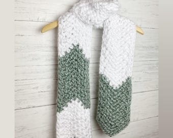 Chunky Chevron Scarf Crochet Pattern: Easy Moss Stitch Ripple Design (PDF)