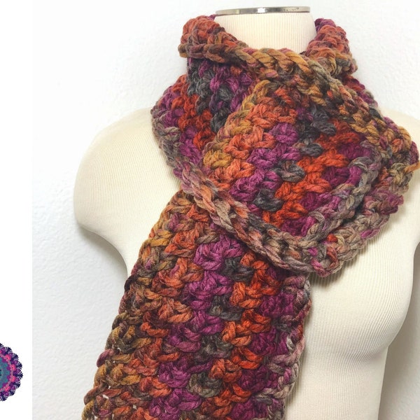 CROCHET PATTERN | One Skein, One Hour, Super Chunky Pull Through Scarf - Keyhole Scarf