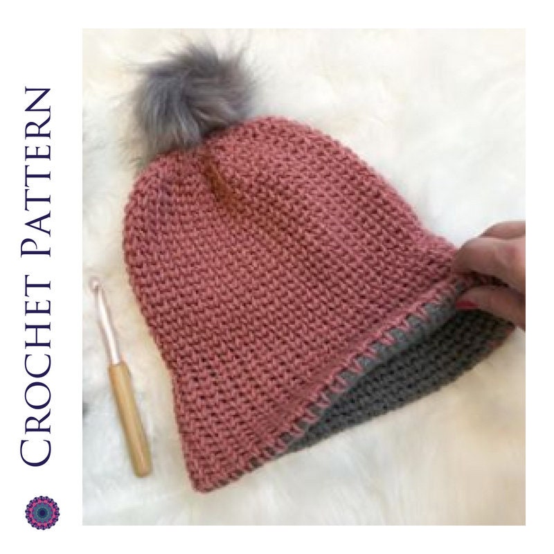 Double Brim Knit Look Beanie CROCHET 