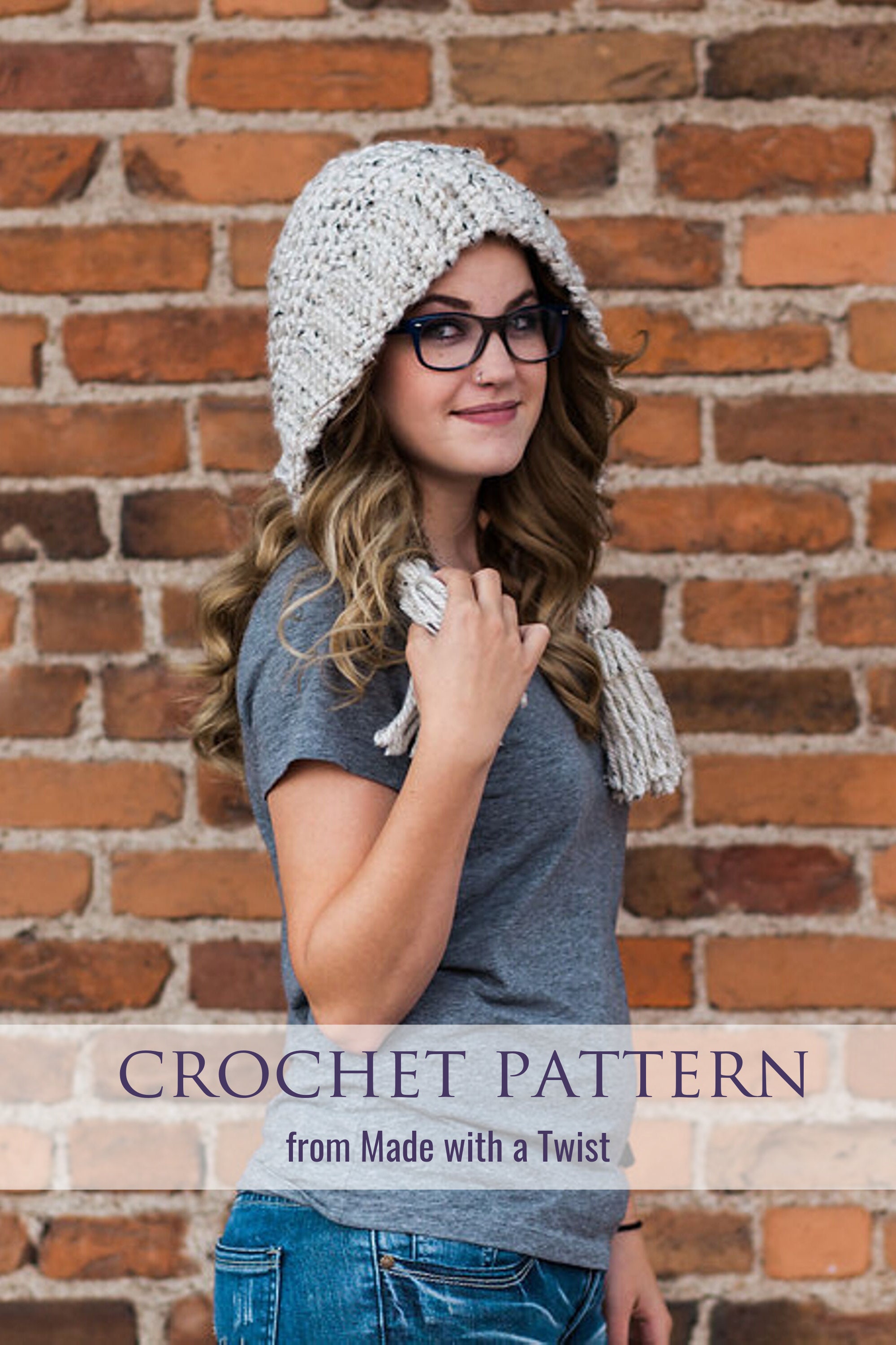CROCHET PATTERN Hood with Tassels - Crochet Hood Pattern with Tassels - Tassel Hat Pattern - Earflap Hat for Women - Super Chunky
