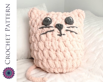 Jumbo Kitty Pillow Crochet Pattern: Amigurumi Blanket Yarn Cat (PDF Pattern)