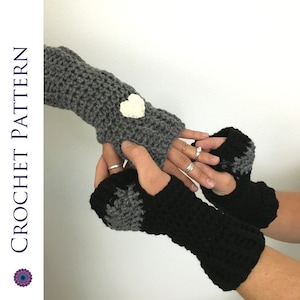 Heart Fingerless Gloves CROCHET PATTERN - Fingerless Glove Crochet Pattern - Gloves Pattern - Fingerless Gloves