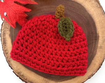 Apple Hat Crochet Pattern: Super Bulky Yarn, Infant to Child (PDF Pattern)