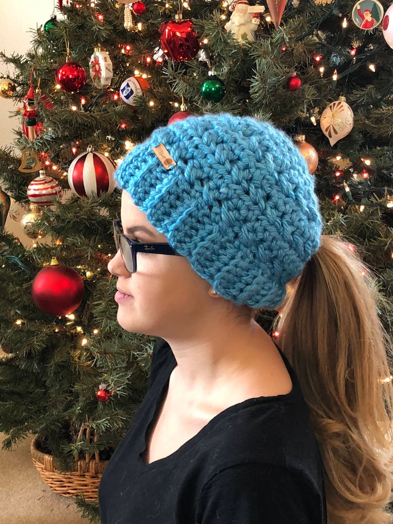 CROCHET PATTERN Low Ponytail Hat Running Touque Ponytail Etsy