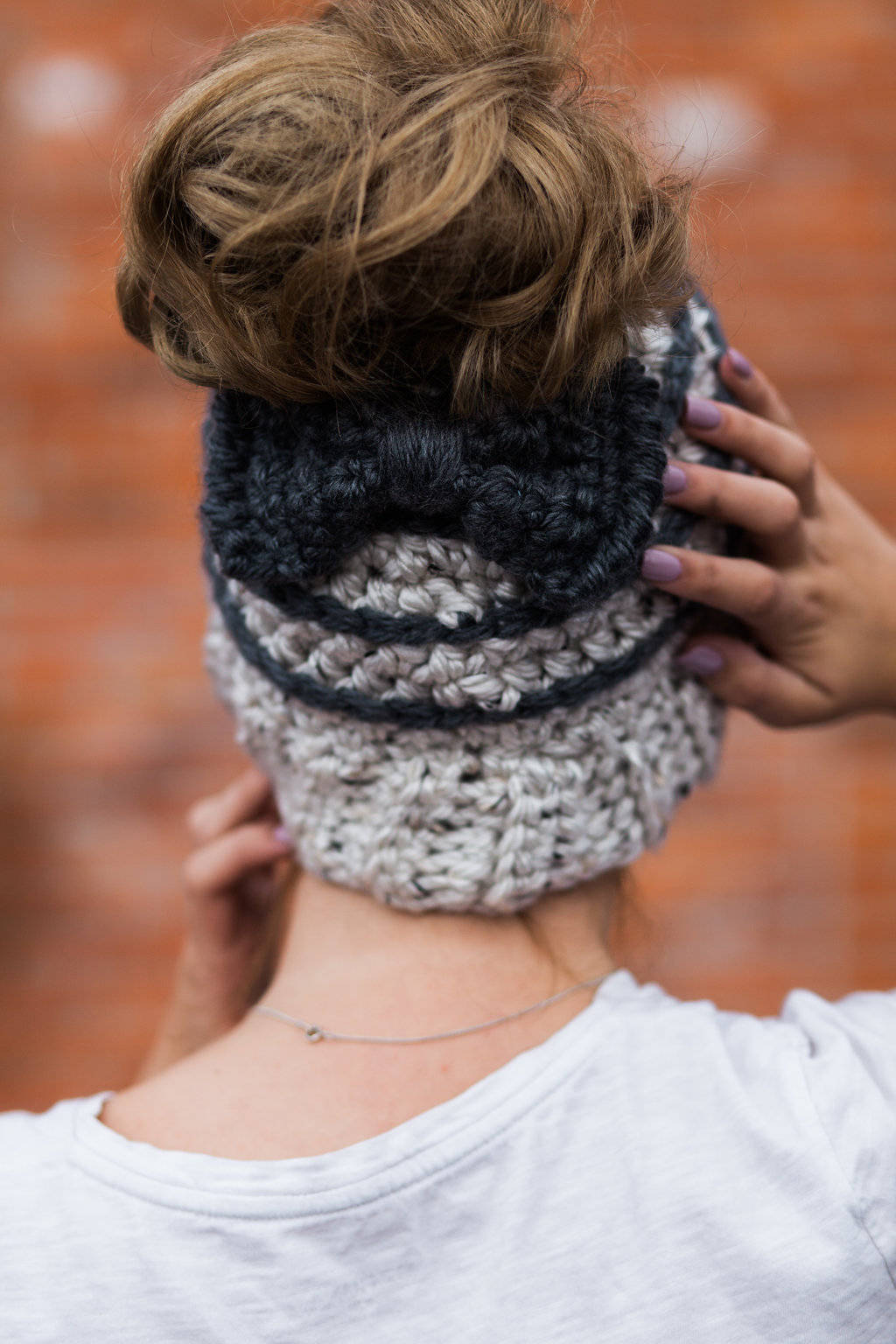 Beehive Messy Bun Hat Crochet Pattern: Striped Ponytail