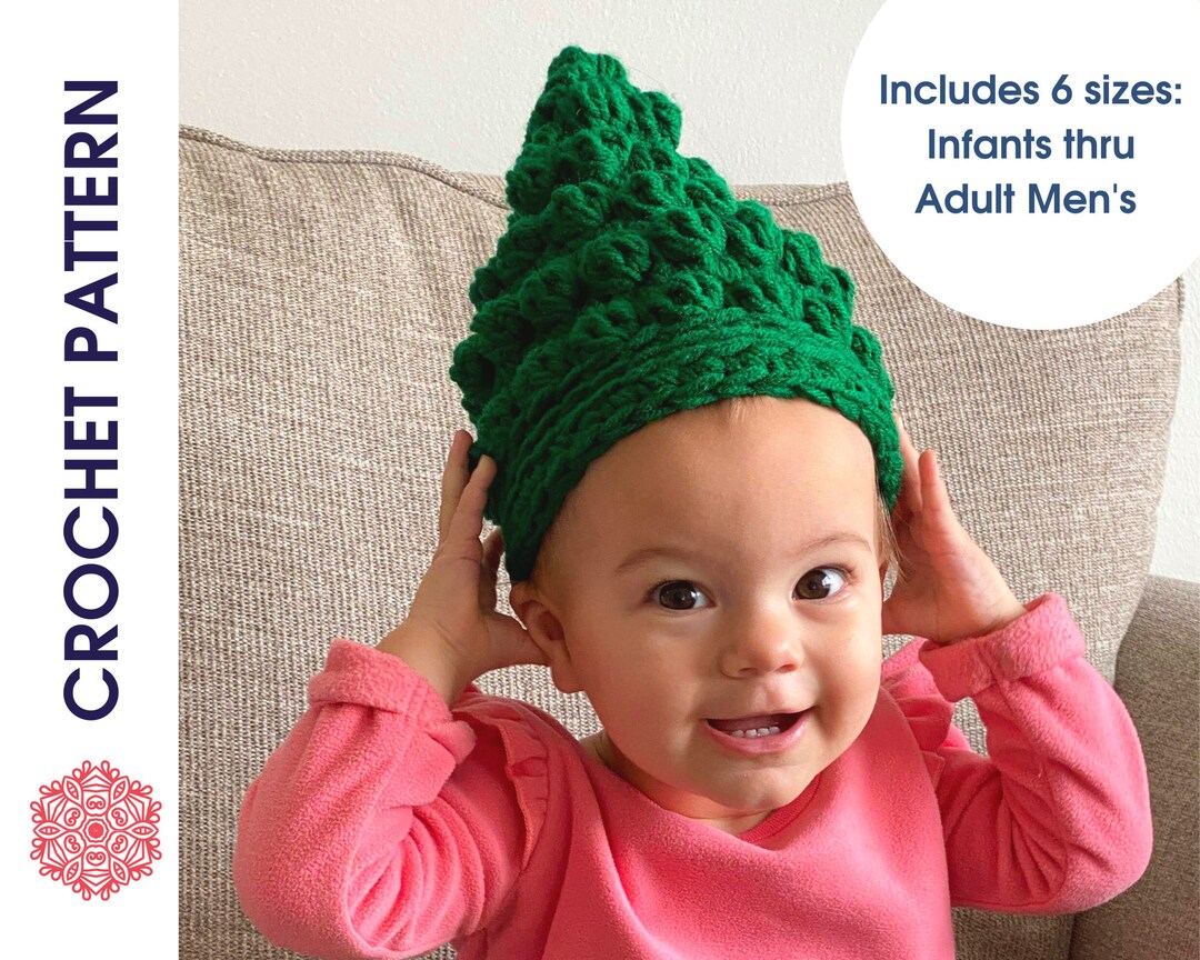 CROCHET PATTERN Christmas Tree Beanie, Bobble Tree Hat, Bobble