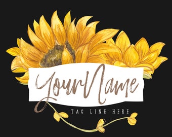 水彩画のカントリー風ひまわりロゴ