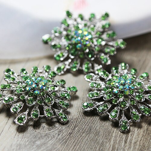 Lot 12 Green Rhinestone Brooch Pin Vintage Brooch Pin Wedding Etsy