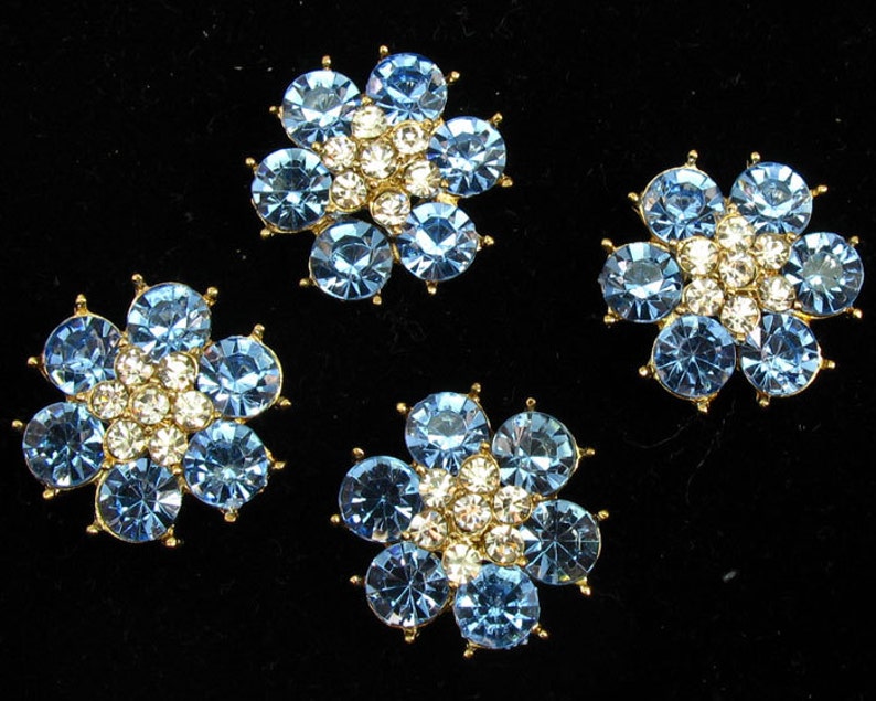 Lot 10 Rhinestone Applique Rhinestone Button,Aqua Blue Button Wedding Supply Wedding Decor Bouquet Applique Hair Comb Wedding Embellishment image 2