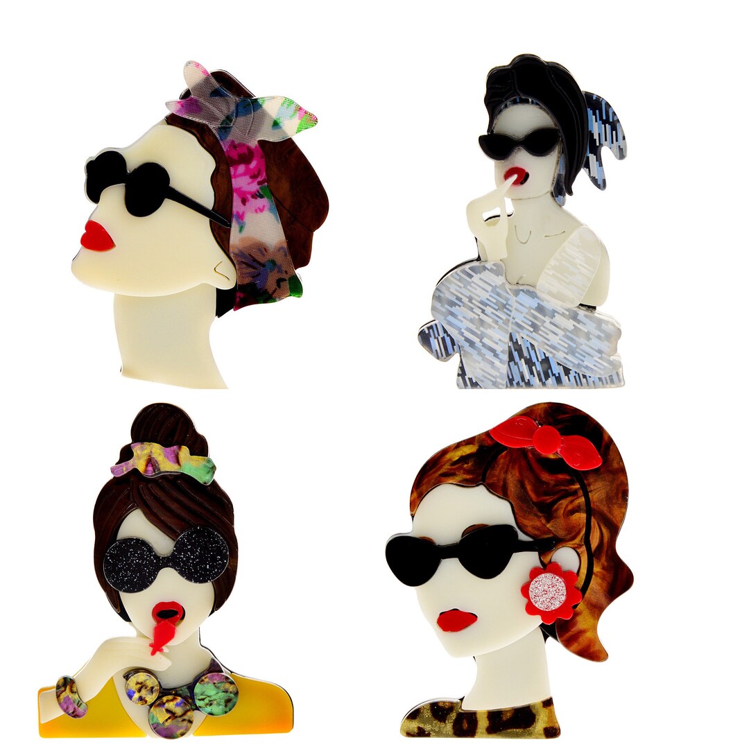 Lovely Art Deco Brooch Bow Headscarf Acrylic Brooch Fashion Lady Brooch