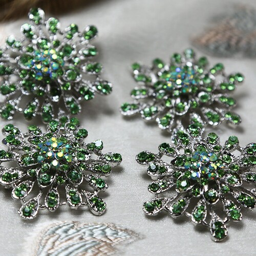 Lot 12 Green Rhinestone Brooch Pin Vintage Brooch Pin Wedding Etsy