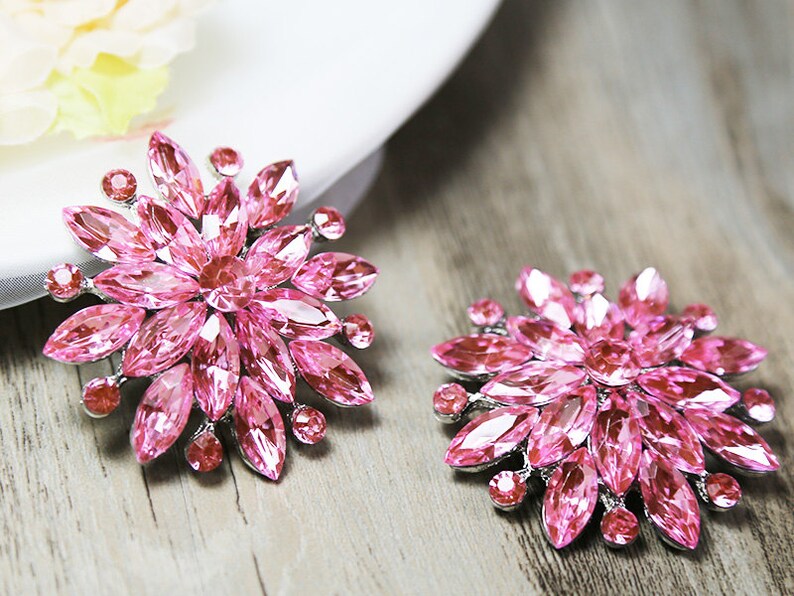 Lot 6 Light Pink Rhinestone Brooch Crystal Brooch Wholesale Etsy