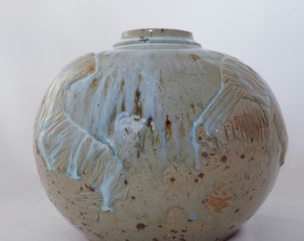 Rare Vintage Finn Lynggaard Large Spherical Vase signed and numbered, Stunning, Stoneware, Potter & glassblower 1963, Private Collection