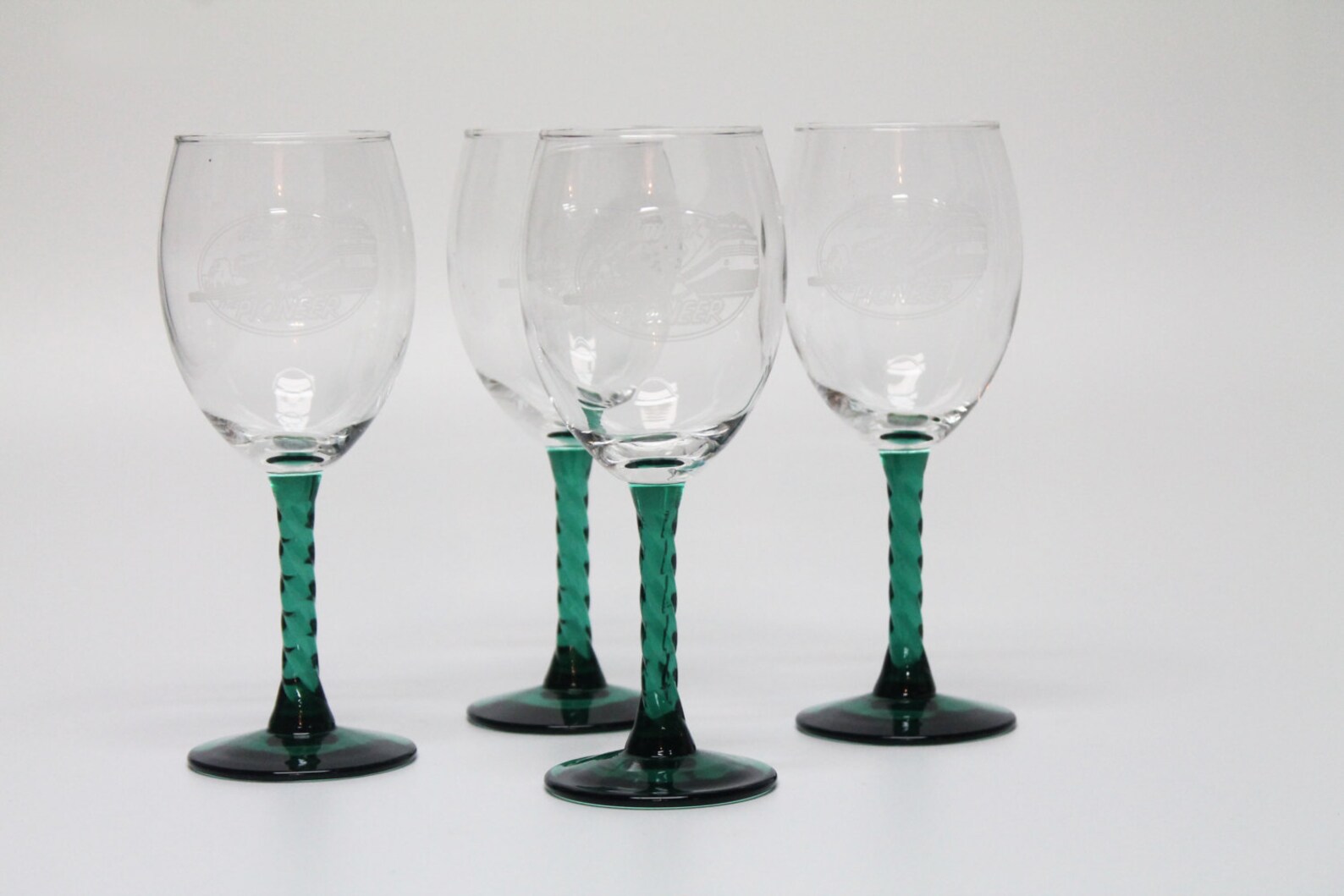 Amtrak Train Pioneer Railroad etched wine glasses with green Etsy