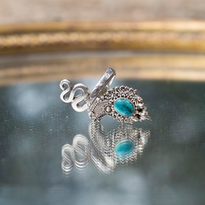 SERPENT SILVER RING , snake adjustable ring, turquoise ring, gemstone, sterling silver 925, snake jewelry, cobra ring, womens gift, boho