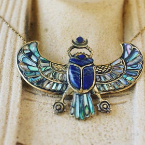 PECTORAL OF TUTANKHAMON Lapislazuli Egyptian Scarab Necklace, Winged ...