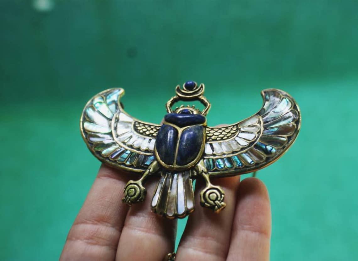 PECTORAL OF TUTANKHAMON Inlayed Egyptian Scarab Necklace - Etsy