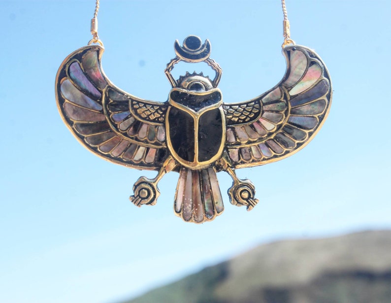 PECTORAL OF TUTANKHAMON Inlayed Egyptian Scarab Necklace - Etsy