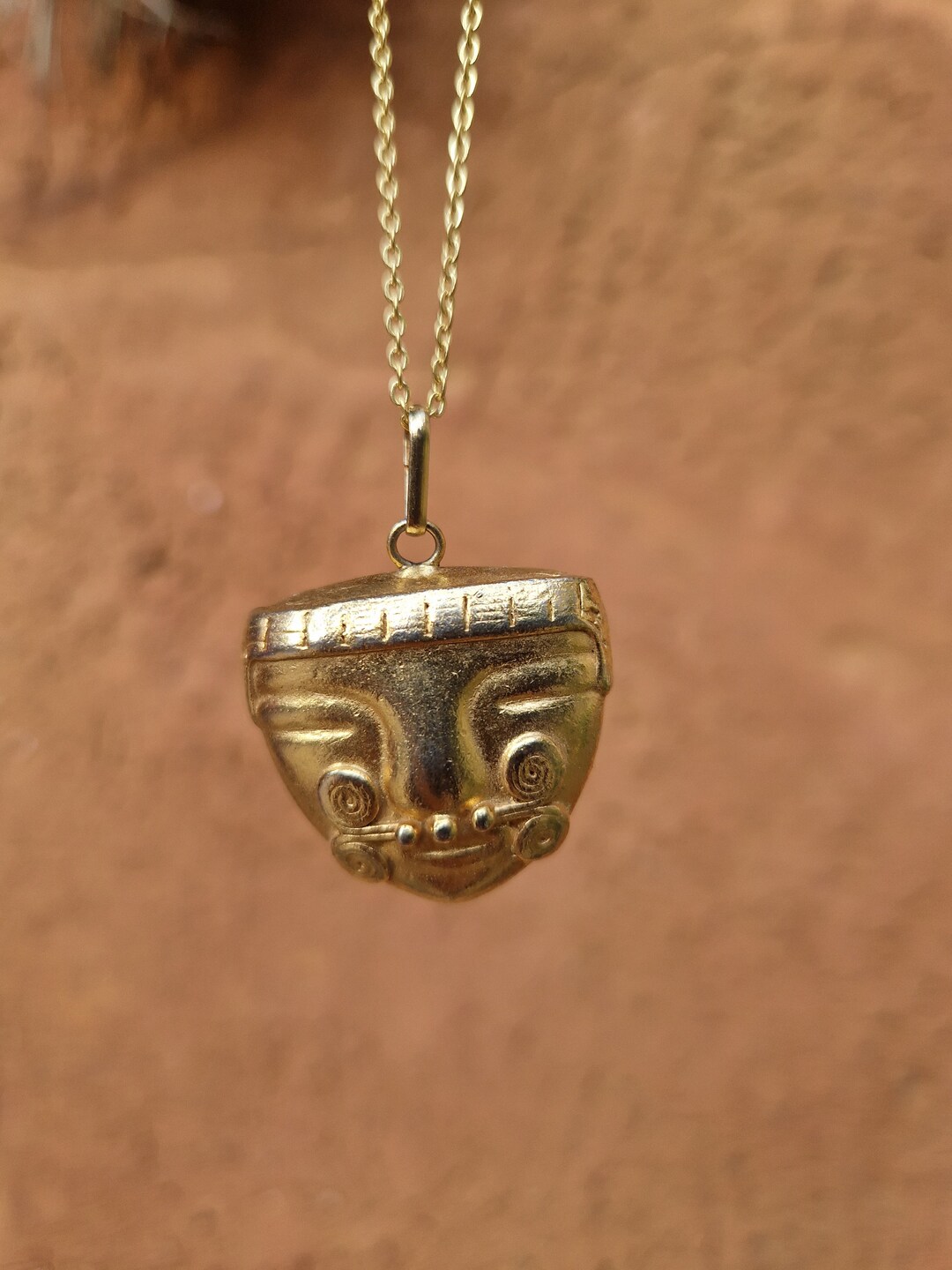 24k Gold Plated Pre-Columbian Bird Shaman Pendant Necklace – Across The Puddle, Handcrafted Colombia