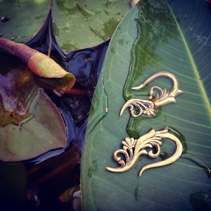 Serpent Golden Flow Ear Stretchers.. Gauge jewelry, Ear weights, Carved brass gauged earrings 3.5-4mm