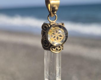 Helder kristalkwartspunthanger, bloem des levens, edelsteensieraad, filigraan, helende sieraden, spiritueel, bescherming, cadeau voor vrouwen