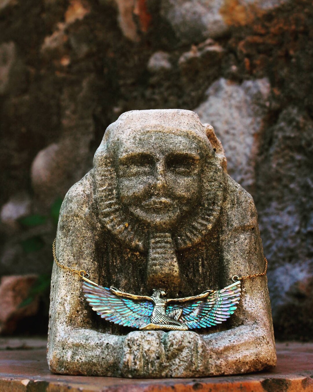RISING ISIS Abalone Goddess Necklace Ancient Egyptian Jewelry Hand rising-isis-abalone-goddess-necklace-ancient-egyptian-jewelry-hand